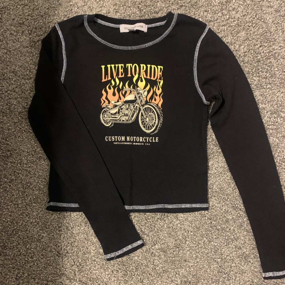 BLACK MOTORCYCLE CROP TOP 👚